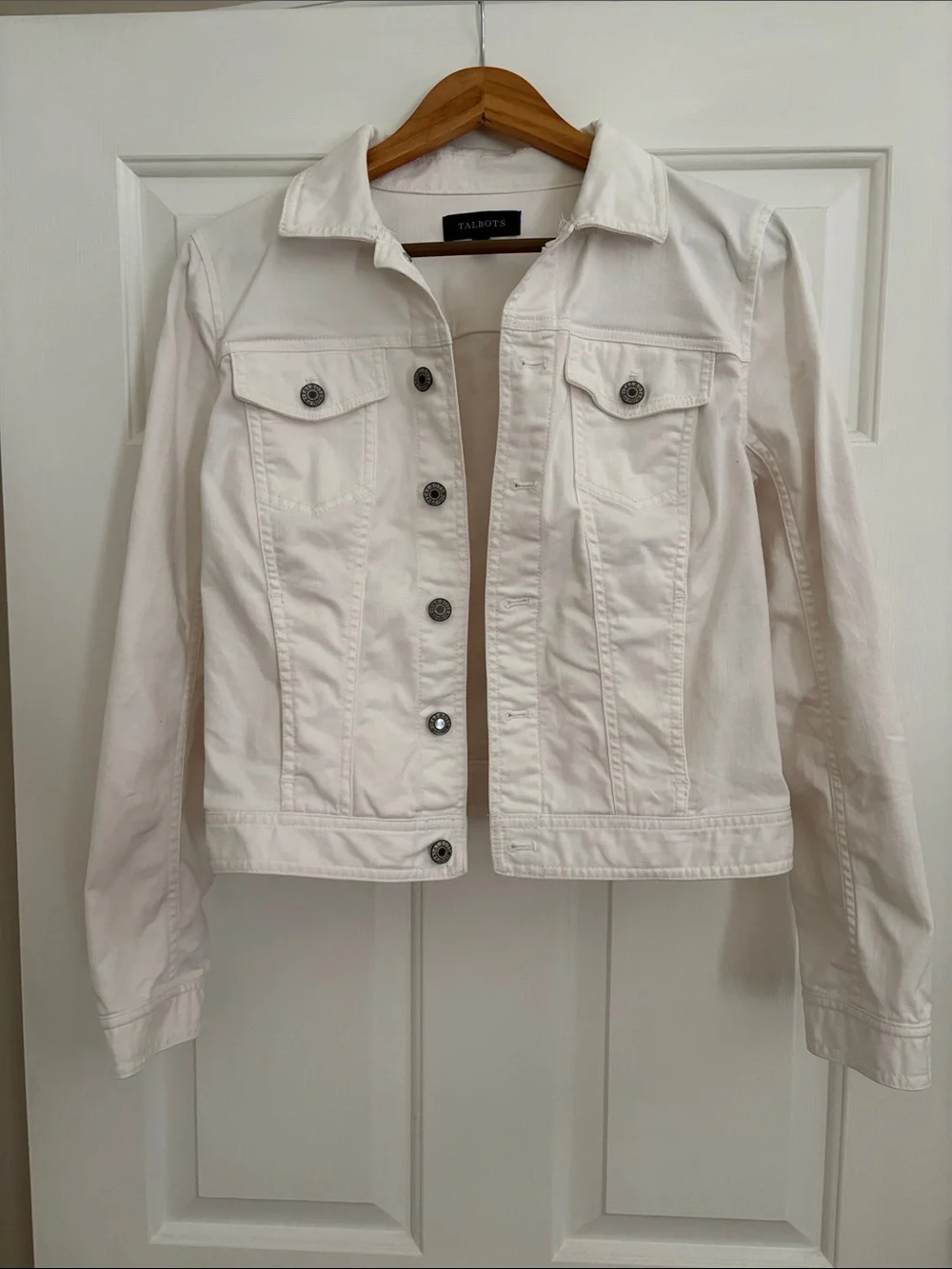 Talbots White Cotton Denim Jacket with Button Front - Picture 1 of 3